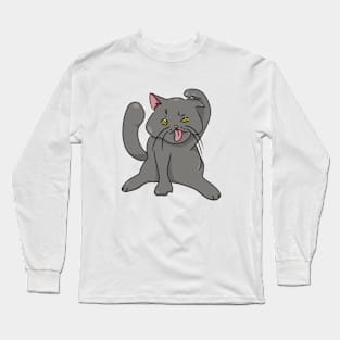 Cute Fat Grey Cat Long Sleeve T-Shirt